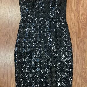 Milly Black Strapless Sequin Dress